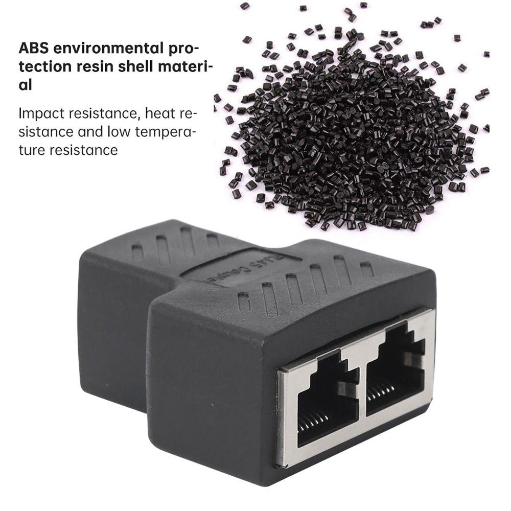 5 PCS 1 Into 2 Three Way RJ45 Ethernet Splitter Adapter Wire Extender  Internet Network Extension