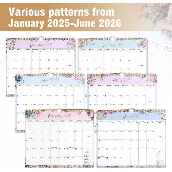 Wall Calendar 2025-2026, 18 Month Large Desk Calendar from January 2025 to June 2026 14.5" x 11.8" Monthly Calendar with Twin-Wire Binding for Home