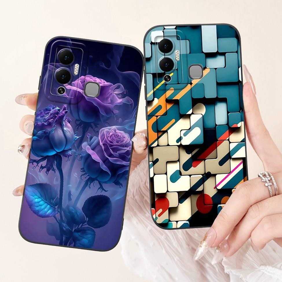 For Infinix Hot 12 Play Case Silicone Cute Fashion Butterfly Love Painted For Cover Inifnix Hot 12 Play Phone Case X6816 X6816C