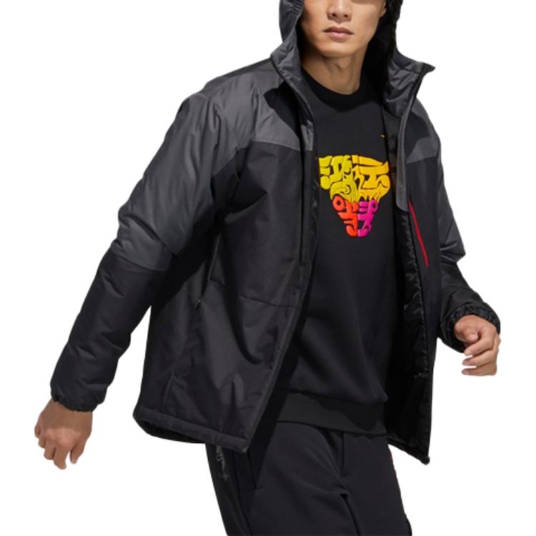 adidas Terrex Color Block Zip Hooded Sports Cotton Jacket Men Jacket Black GN7524