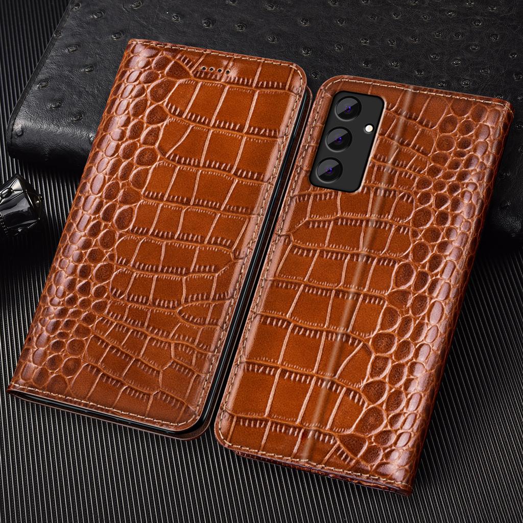 Флип-кейс из натуральной кожи крокодила для Samsung Galaxy M62 M55 M53 M52 M51 M33 M32 M31 M22 M21 M06 M16 M36 M56 Чехлы для телефона