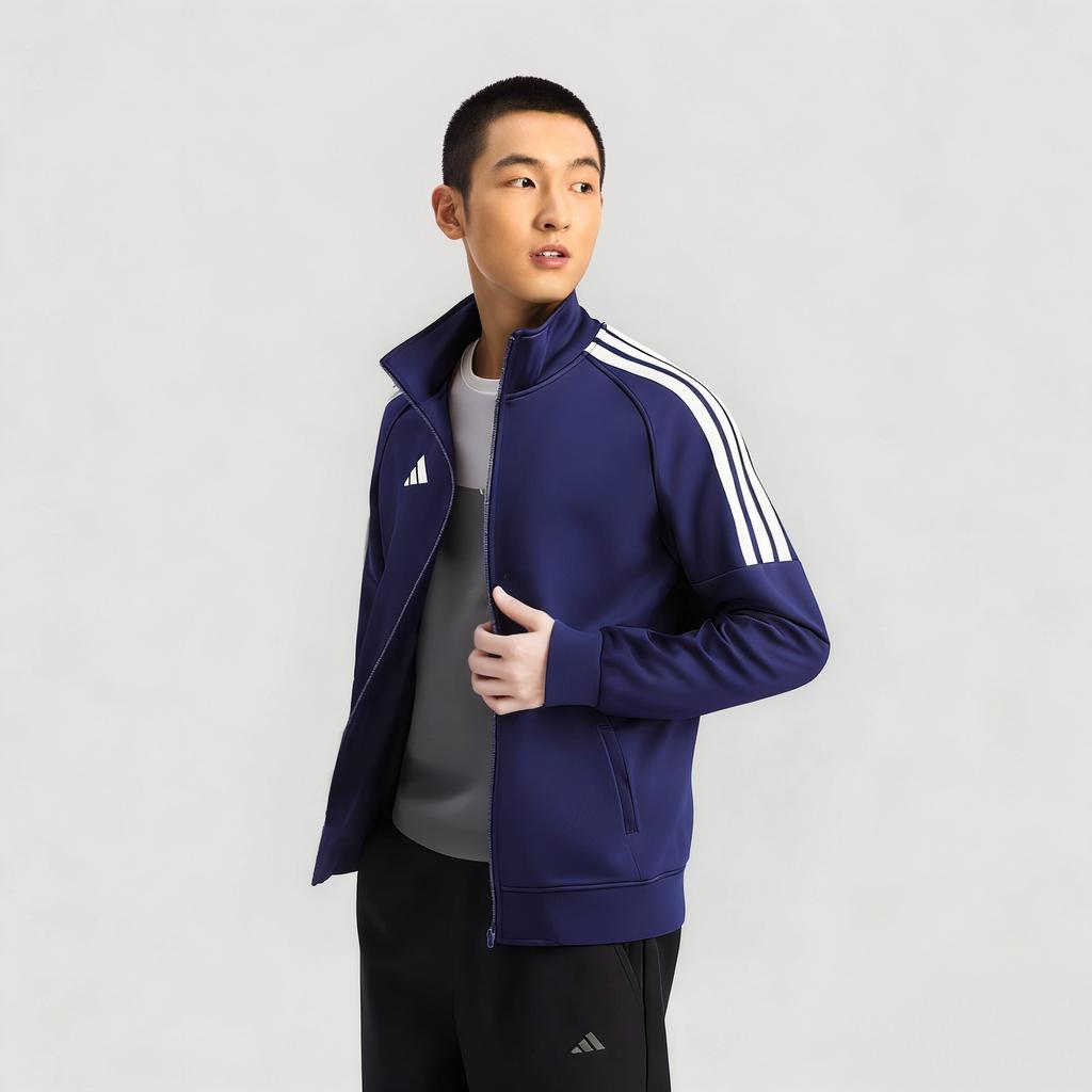 adidas Классическая универсальная ретро-куртка с тремя полосками, унисекс, синяя TR02NHJCS1-DBW