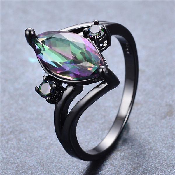 Модное женское радужное кольцо в винтажном стиле