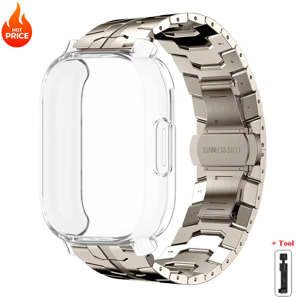 Чехол+Ремешок Для Redmi Watch 5 Active Мягкий ТПУ Чехол Для Xiaomi Redmi Watch 5 Lite Роскошный Металлический Ремешок Для Часов Браслет из Нержавеющей Стали