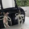 1 Piece Phone Charm Strap Pendant Sweet Imitation Pearls Lace Bow Beaded Keychain Bag Hanging Cord For Women Girl