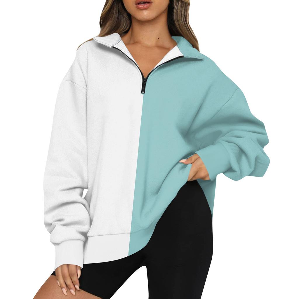 Женская модная толстовка с длинным рукавом и принтом в полоску с отворотом на молнии