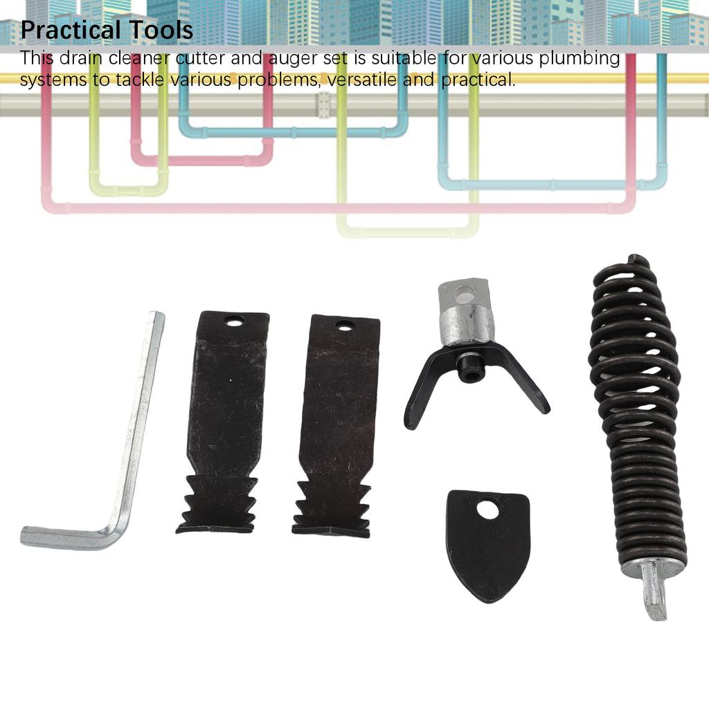 Набор для прочистки канализации с резаком и шнеком Насадка для дрели для прочистки канализации Нержавеющая сталь Практичный Многофункциональный для очистки труб