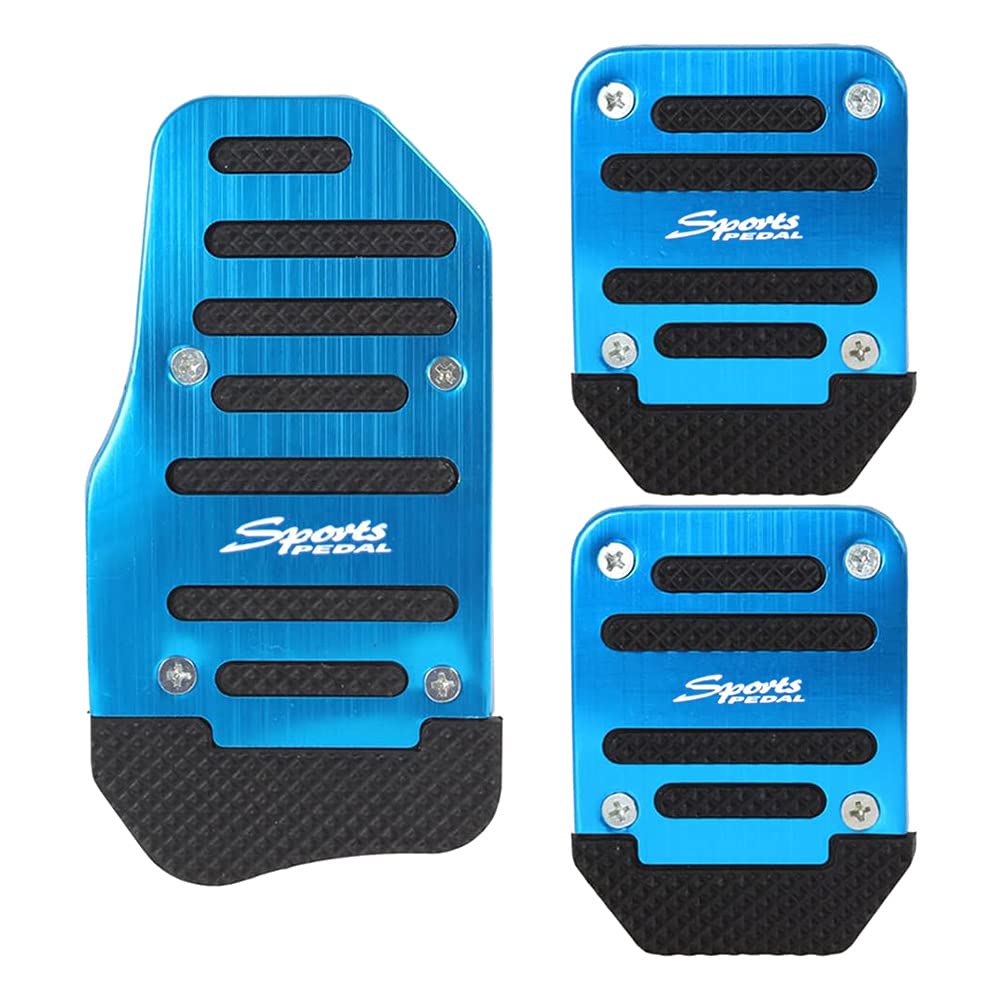 Josenidny 3pcs Fuel Gas Accelerator Pedal Brake Pedal Clutch Pad Cover Foot Pedal Anti-slip for MT Manual Transmission Car Blue