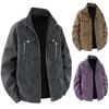 Men's Solid Color Zipper Stand Collar PU Leather Jacket Casual Sports Trendy Coat
