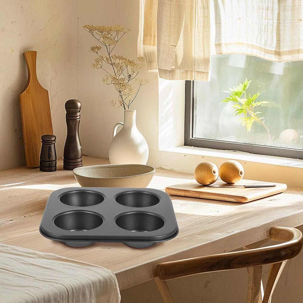 2Pcs Carbon Steel Muffin Baking Pan Non-Stick Cake Mold Pancake Pan Mold Party Cake Make