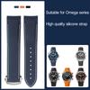 20 мм 22 мм изогнутый конец резиновый ремешок для часов цепь для Omega 300 SEAMASTER 600 PLANET OCEAN Seiko SKX силиконовый ремешок аксессуары для часов