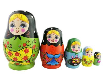 Набор из 5 мини-матрешек "Зеленая девушка с цветами", ручной работы, деревянные матрешки. Идеально подходят в качестве декоративных украшений на день рождения, куклы, расписанные вручную, подарок,