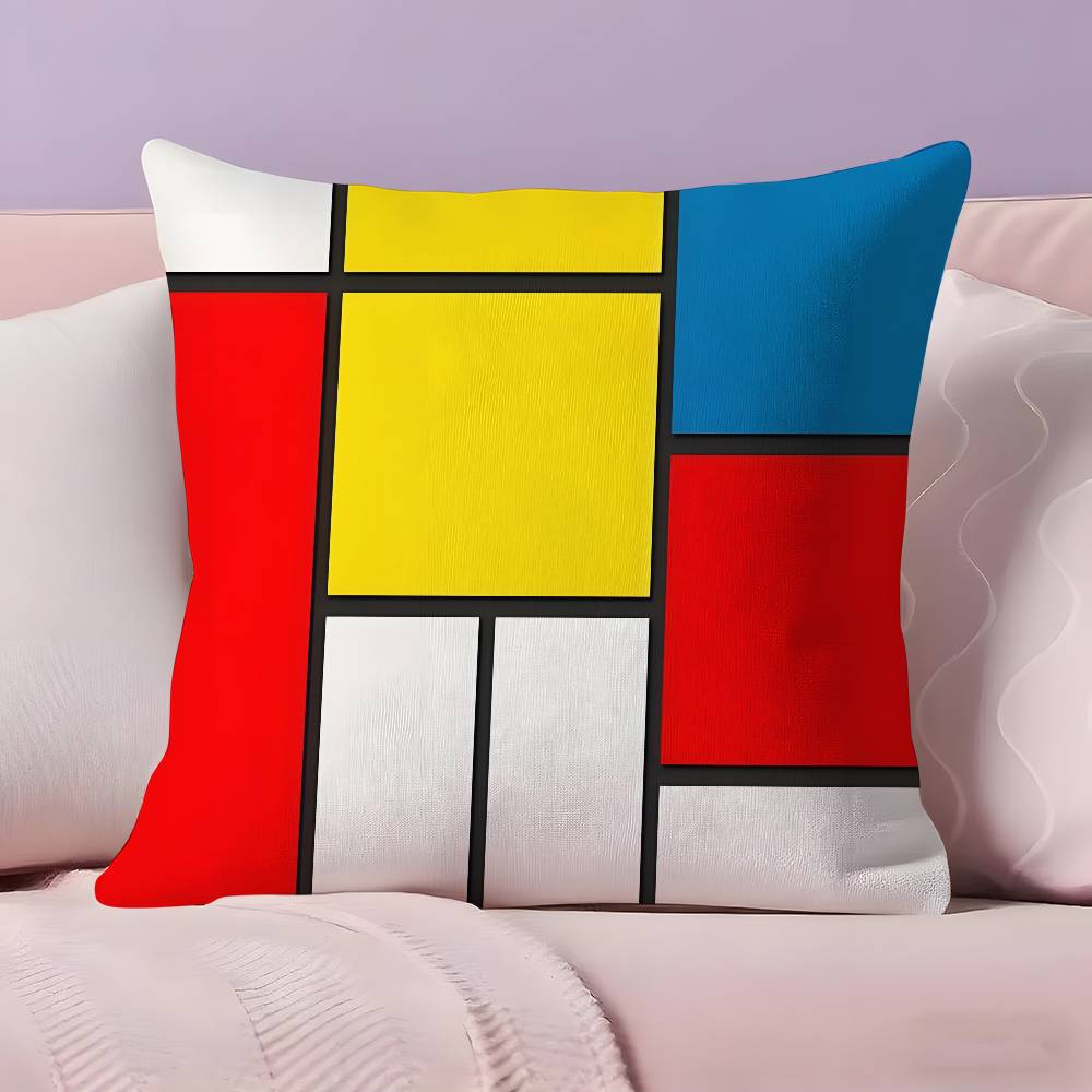 Abstract Painting PPiet Mondrian Art Pillow Case Ultra Soft Skin Friendly Fabric Cloud Like Comfort  Concealed Zipper