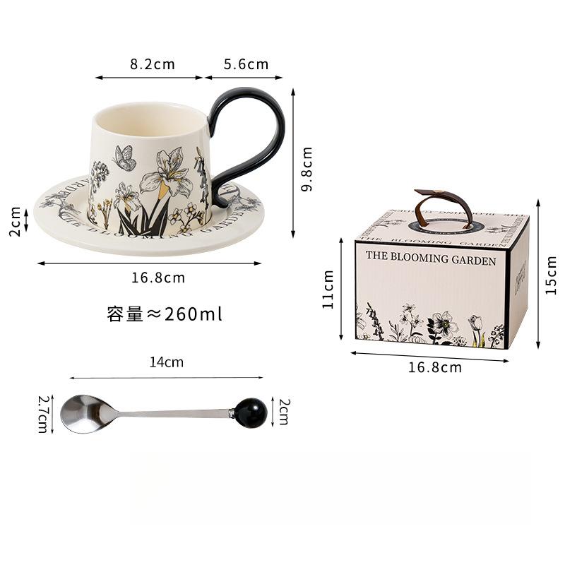 Средний стиль керамическая чашка для кофе с блюдцем набор одна чашка одно блюдце кофейная чашка легкая роскошная высококачественная кружка подарочная чашка