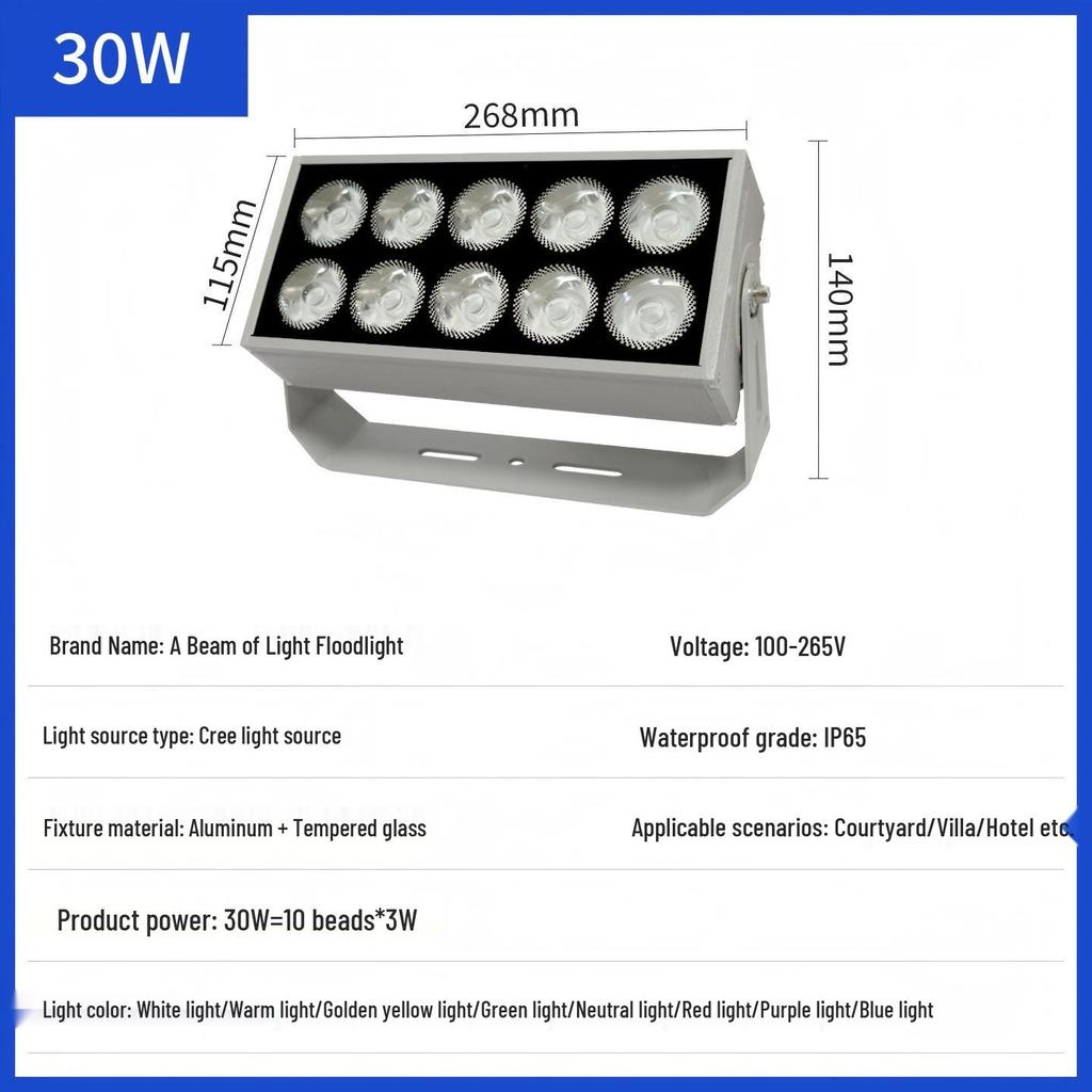 LED Floodlight Outdoor Waterproof Spotlight for Wall, Pillar, or Tree