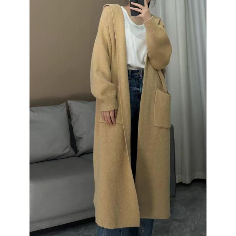 Женский длинный рукав вязаный кардиган свободный свитер повседневные пальто осенне-зимняя одежда новая мода