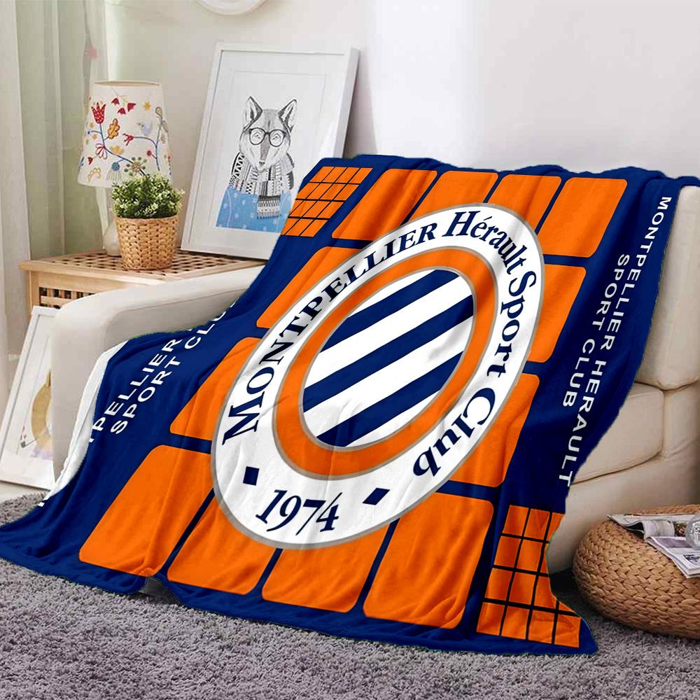 Montpellier Sport Club Flannel Blanket, Soft Polyester, Modern Design, All-Season for Camping, Travel, Gifts for holidays or birthdays