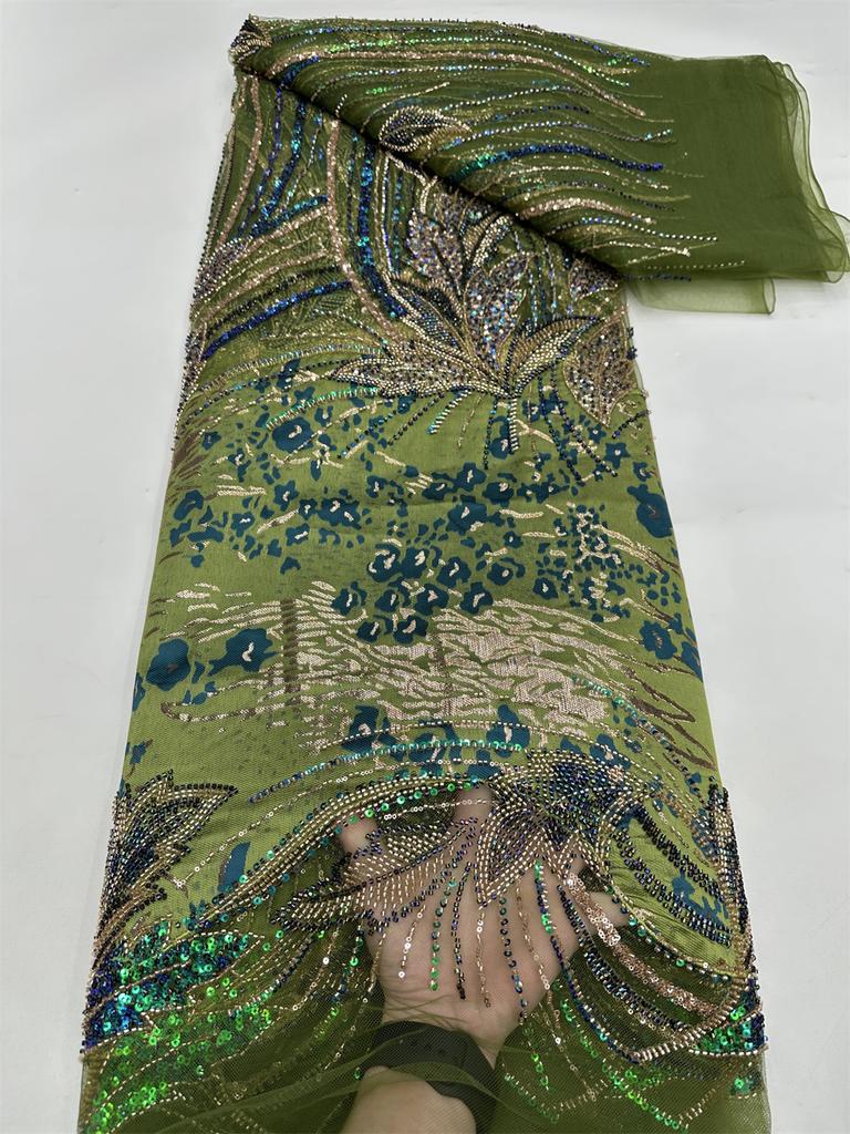 Нигерийское Новое Поступление Бисерное Сетчатое Кружево 2025 Высокое Качество Французские Пайетки Африканская Свадебная Кружевная Ткань Для Роскошного Свадебного Платья