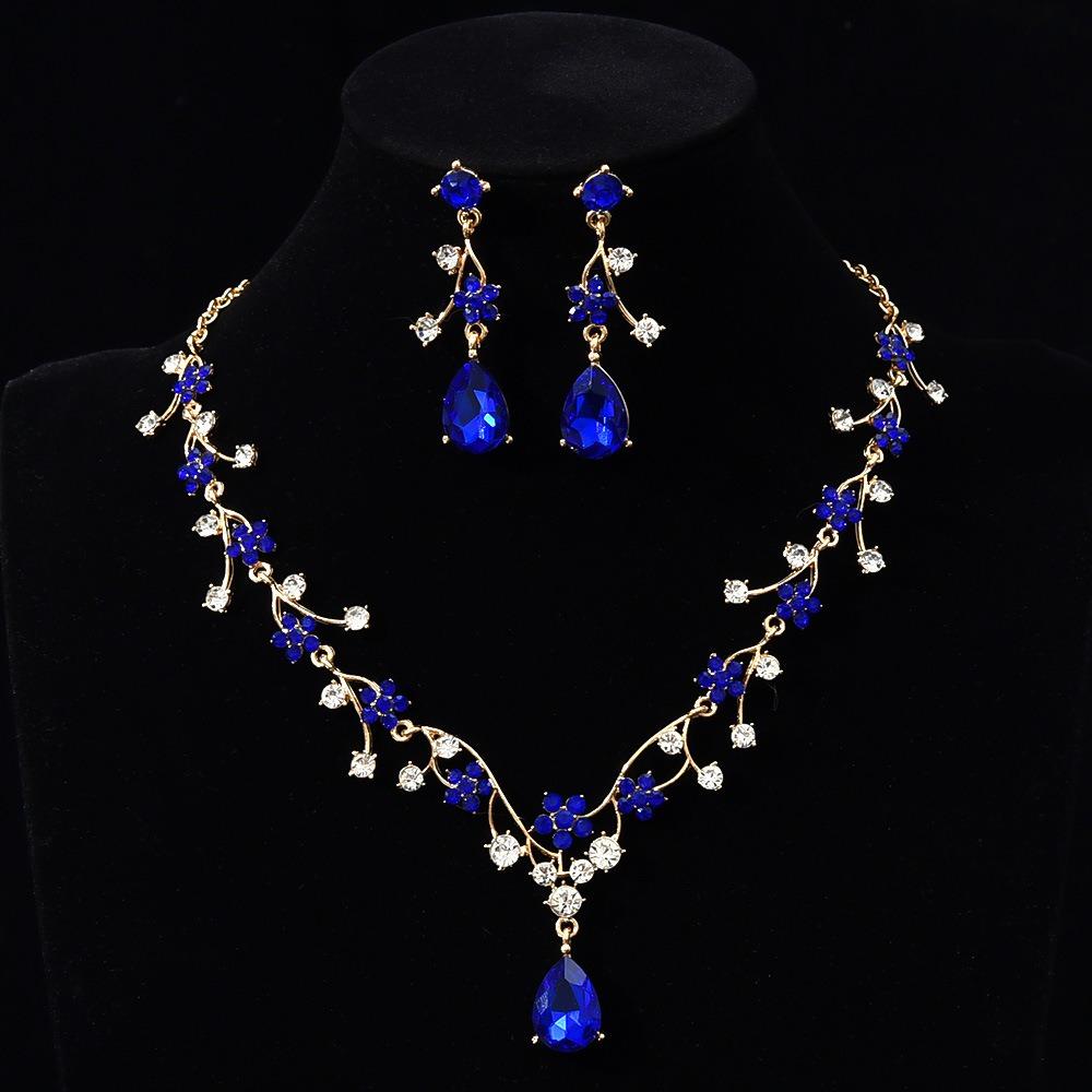 Свадебные наборы ювелирных изделий «Золотая капля воды» Блестящее колье-чокер и набор серег Ювелирные подарки