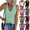 Summer 2022 Women's Knitted V-Neck Button-Down Sleeveless Vest - Solid Color