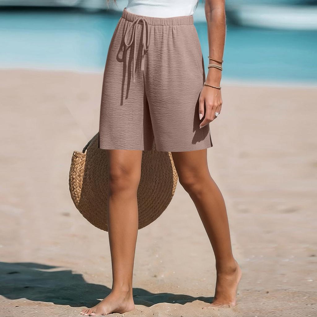 Women's Loose Straight Drawstring Pocket Casual Shorts
