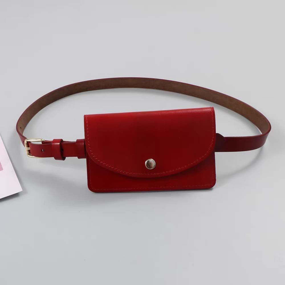 Detachable Waistband Waist Bag Flap PU Leather Coin Purse Waist Belt With Bag  Small Square Pouch