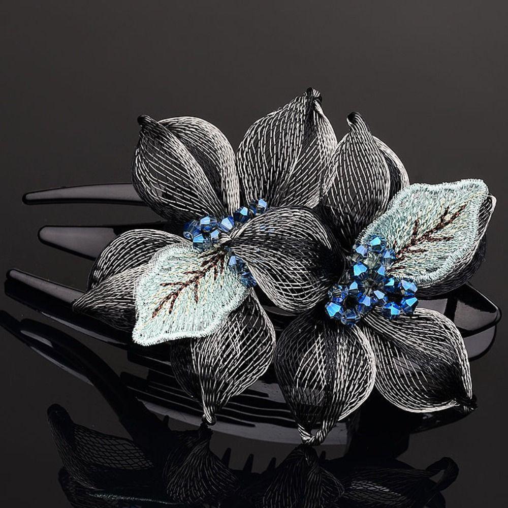 Korean Style Women Hairpin Large Crystal Headdress Jewelry Flower Hairclip  Gift