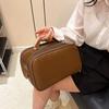 Fashion Large Capacity Portable Makeup Bag High Quality Lady Solid New Leather Texture Storage Bag Multi-Functional Toiletry Bag