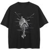 Streetwear Skeleton Graphic Black T-Shirt Cotton Unisex Tops Tees Summer Short Sleeves T Shirt