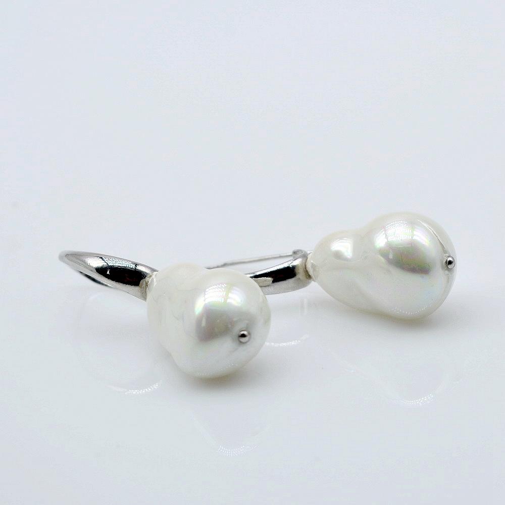 Большие жемчужные серьги для женщин, серебряные серьги в форме ракушки с имитацией жемчуга в форме барокко, серьги в стиле бохо для женщин