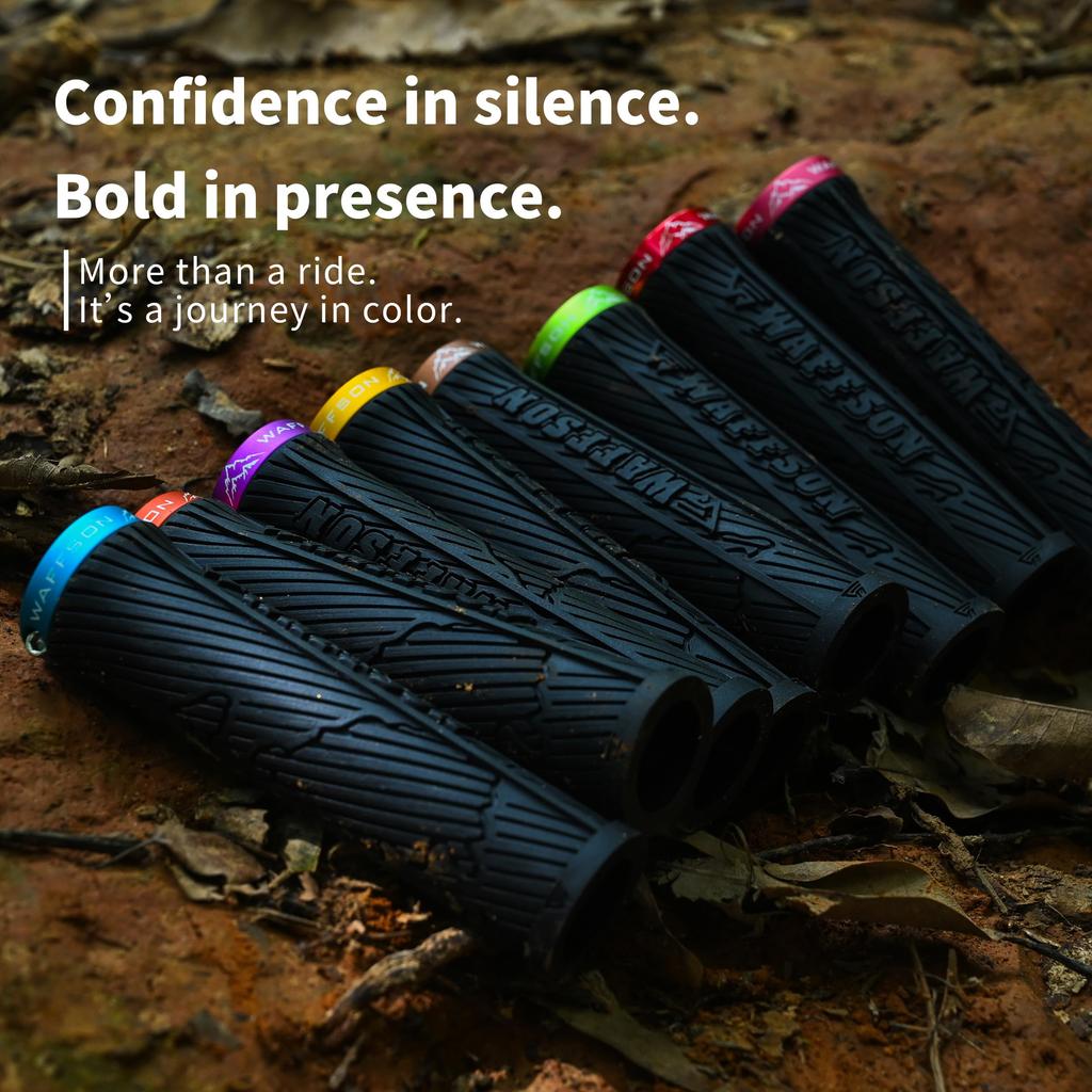 WFS World Map MTB Grips Single Clamp Ergonomic Mountain Bike Handlebar Grips Comfortable Vibration Damping for and Downhill Black and Gold Lock-On –