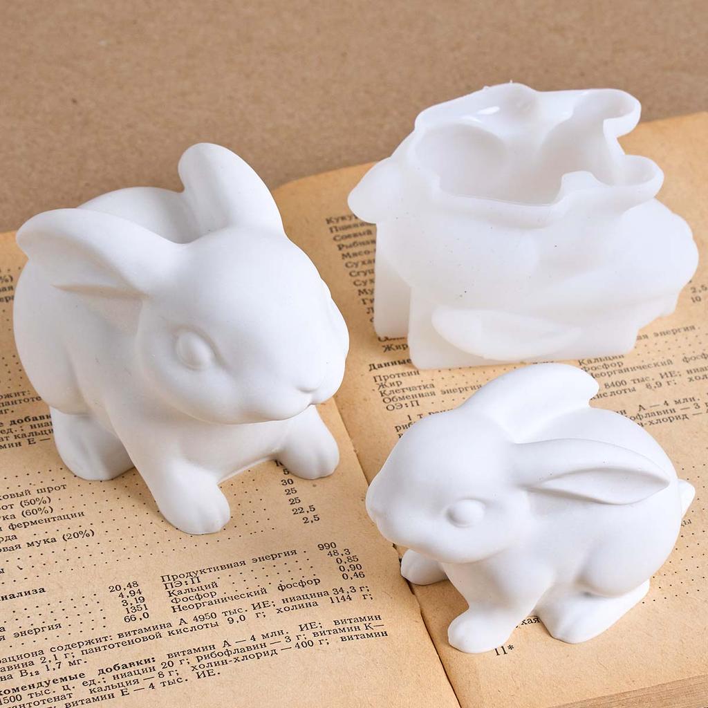 3D Милый Кролик Силиконовая Форма для Свечей DIY Пасхальный Кролик Украшение Гипсовые Формы Мыло Бетон Смола Изготовление Поделок Принадлежности Домашний Декор