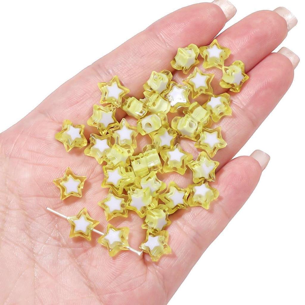 Бусины для браслетов ручной работы Акриловые двухцветные бусины Пентаграмма Бусины россыпью Бусины ручной работы Ожерелье из бисера своими руками Ювелирные изделия Аксессуары