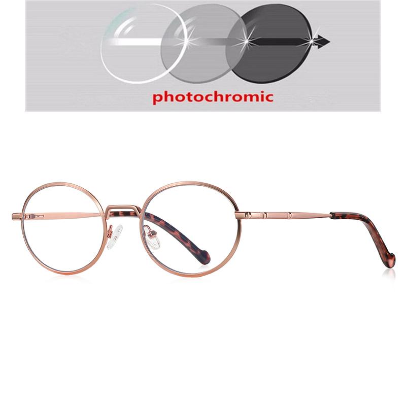 Small Frame Oval Nearsighted Glasses For Women Spring Leg Steampunk Student Myopia Photochromic Eyeglasses 0 -0.5 -0.75 To -6.0