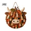 Thanksgiving Craft Activity Highland Cow Pumpkin Patchwork Kit, Fabric Autumn DIY Home Decor Crafting Set Sewing Kit for Beginners, Farmhouse
