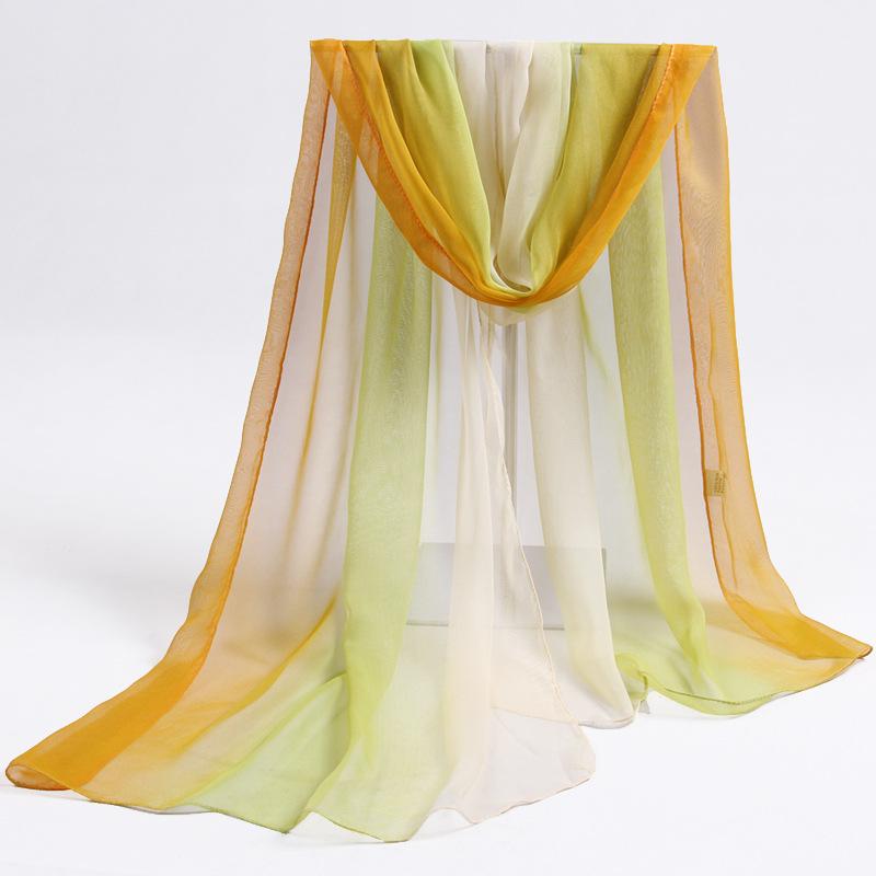 Летний градиентный шарф, длинный шарф, женский пляжный шарф, солнцезащитная шаль, кондиционер