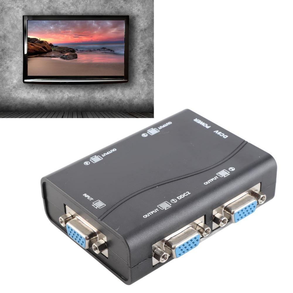 1920x1440 Video Distribution Duplicator 1 In 4 Out 250MHz VGA Splitter Amplifier Box For Projector