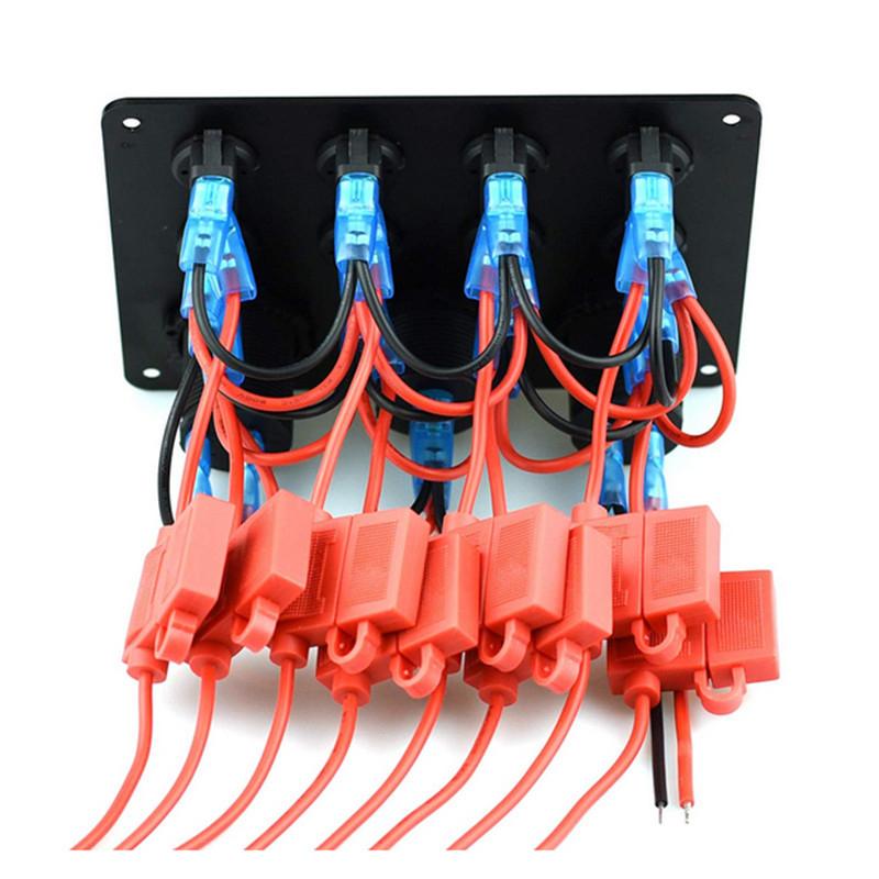 8 Gang Rocker Switch Panel 12V with 4.2A USB Socket Voltmeter Overload Protection ON/Off for Car Boat Marine RV Truck
