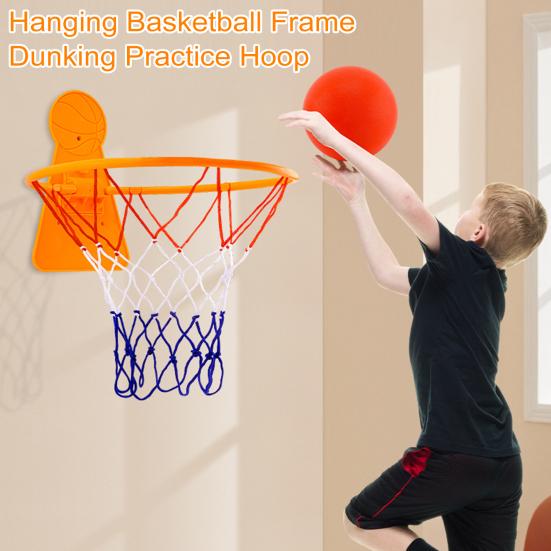 Foldable Basketball Hoop for Kids Adjustable Height Indoor Toy No-Drill Wall-mounted Basketball
