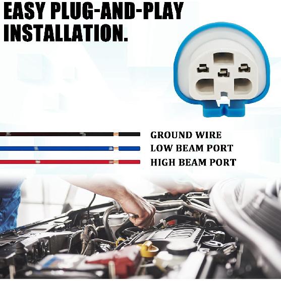 9007 9004 HB1 HB5 Headlight Wiring Harness Socket Adapter, High Temperature 3-Pin Male/Female Plug Pigtail Connector for Automative Replacement