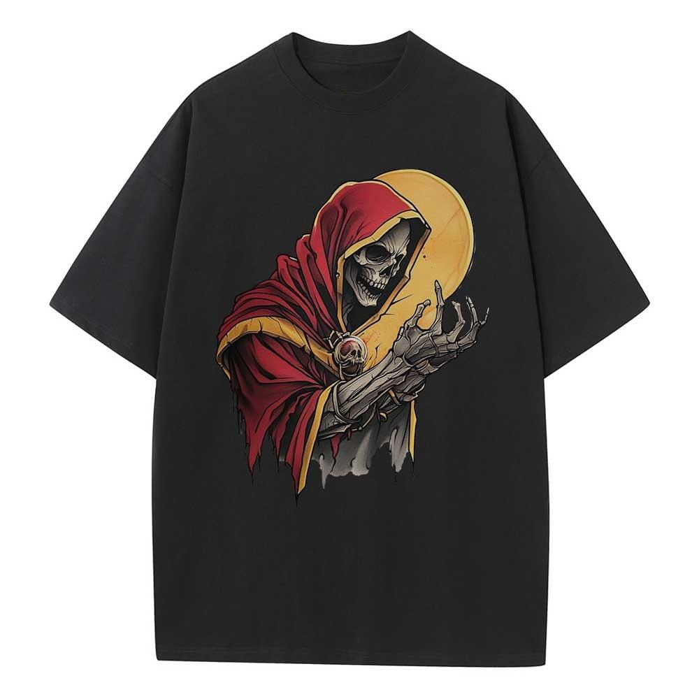 Heavy Cotton Baggy T Shirt Evil Wizard Graphic Tees Dropped Shoulder Vintage Unisex Tops Oversize T Shirts Breathable Print