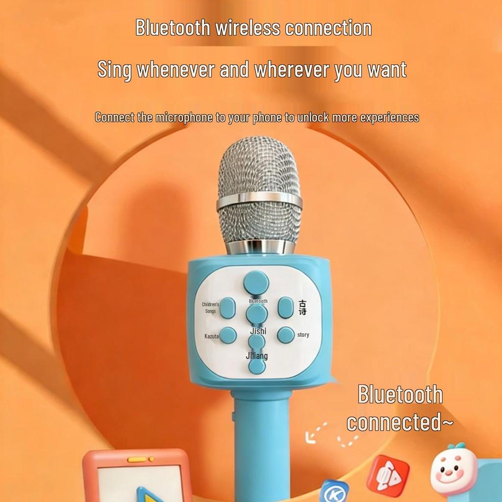 Детский мини-микрофон для караоке Bluetooth, игрушка с мигающими огоньками