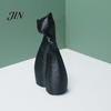 Cat Themed Home Decor Cute Black Statue, 3D Printed Figurine with Snuggle Pose, Heart Warming Minimalist Desk Shelf for Office, Gift Lovers Art