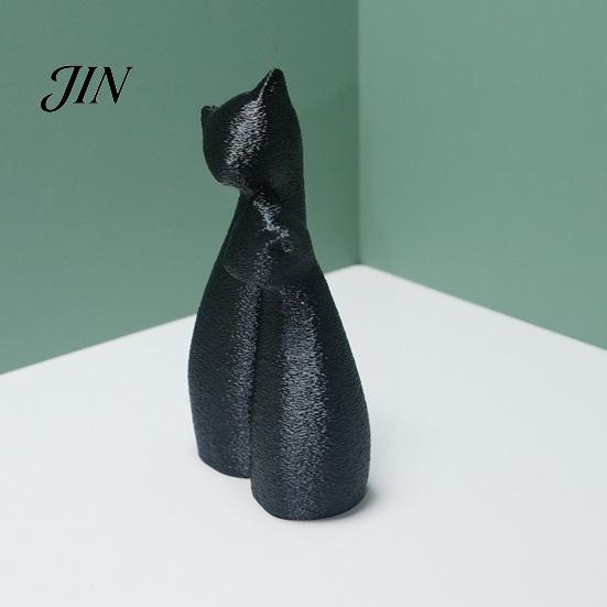 Cat Themed Home Decor Cute Black Statue, 3D Printed Figurine with Snuggle Pose, Heart Warming Minimalist Desk Shelf for Office, Gift Lovers Art