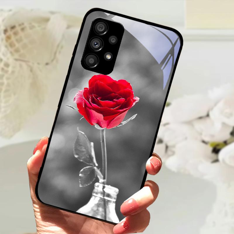 Стеклянный Чехол Для Samsung A13 A23 4G 5G Мультяшный Закаленный Стеклянный Чехол Для Телефона Для Galaxy A33 A53 A73 5G Жесткий ПК Стеклянный Защитный Чехол