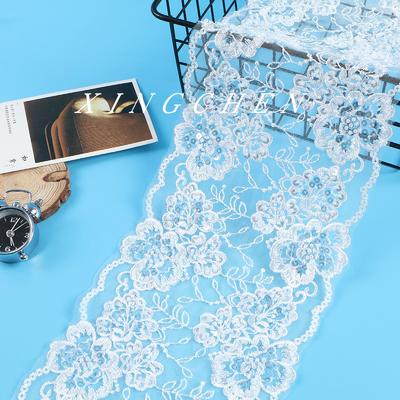 Двусторонние кружевные аксессуары с вышивкой бисером Кружево Домашний текстиль Детская одежда Свадебное платье Кружево с бисером 17 см