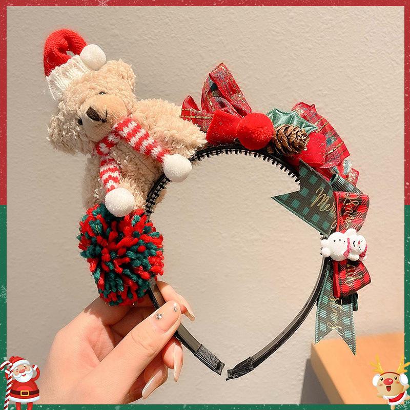 2025 Красный Ободок с Рогами Женская Рождественская Заколка для Волос Стиль Мори Аксессуар Шапка Оленя