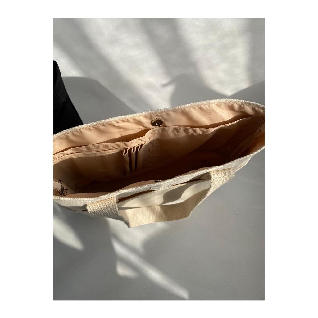 Бежевая эко-сумка из плотной ткани