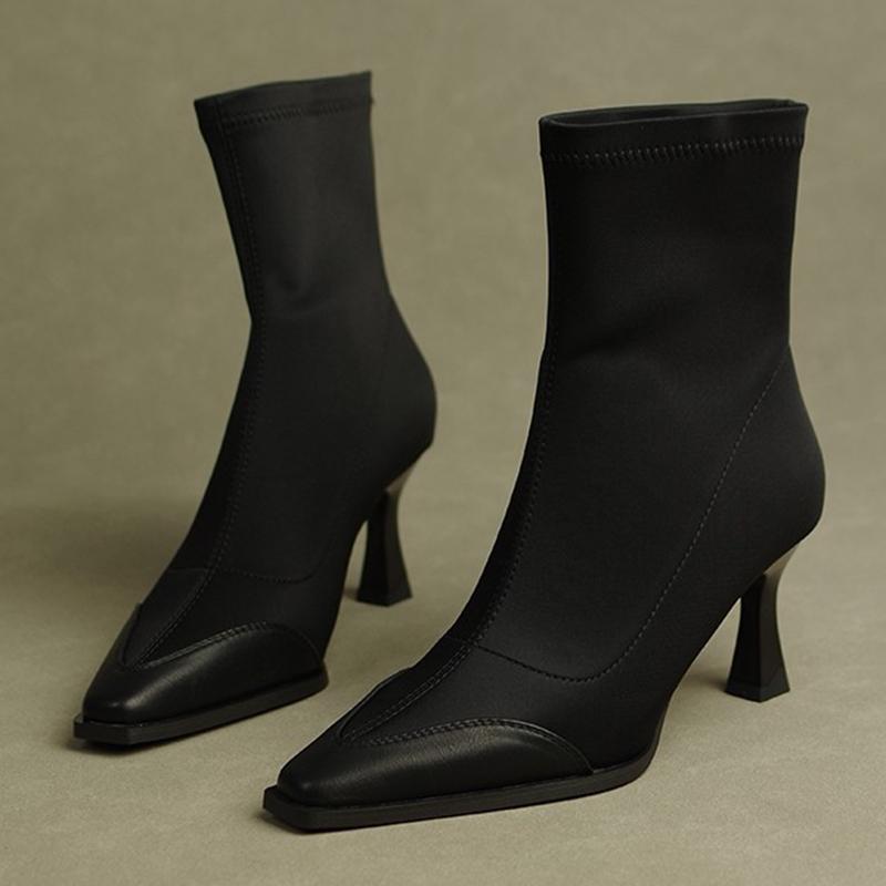 Острый носок на высоком каблуке женские ботильоны элегантные туфли-лодочки зимние женские 2024 тренд новые модные зимние ботинки готические повседневные туфли-лодочки