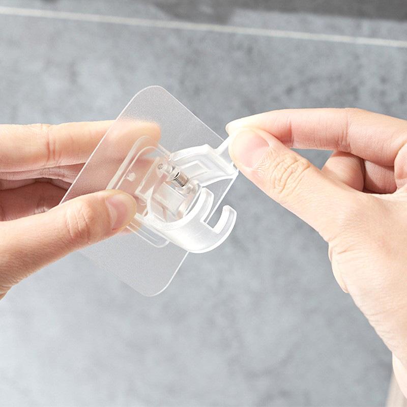 2/4/10 Pcs Non Perforated Self Adhesive Curtain Rod Hooks, Curtain Rod Clip Fixer, No Drill Stick on Hooks for Home